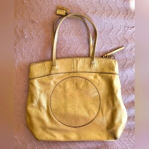 Coach Gold Metallic Leather Tote Bag